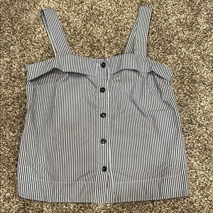 Banana Republic White and Blue Buttoned Bustier Tank Top